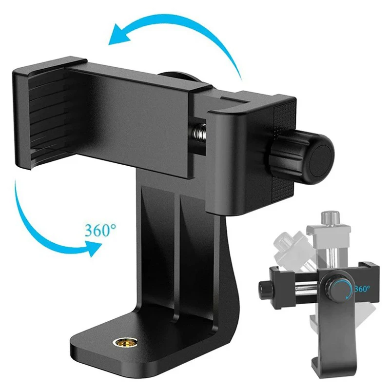 Univerzálny klip mobilných telefónov 360 stupňov Rotovanie pre iPhone Samsung Xiaomi Black 1/4