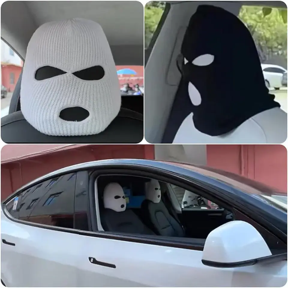 Univerzálny kryt hlavy autosedačky hlavy Balaclava 3ho dierka plná obálka Halloween vianočné vtipné auto dekorácia pre Tesla BMW Benz Nissan