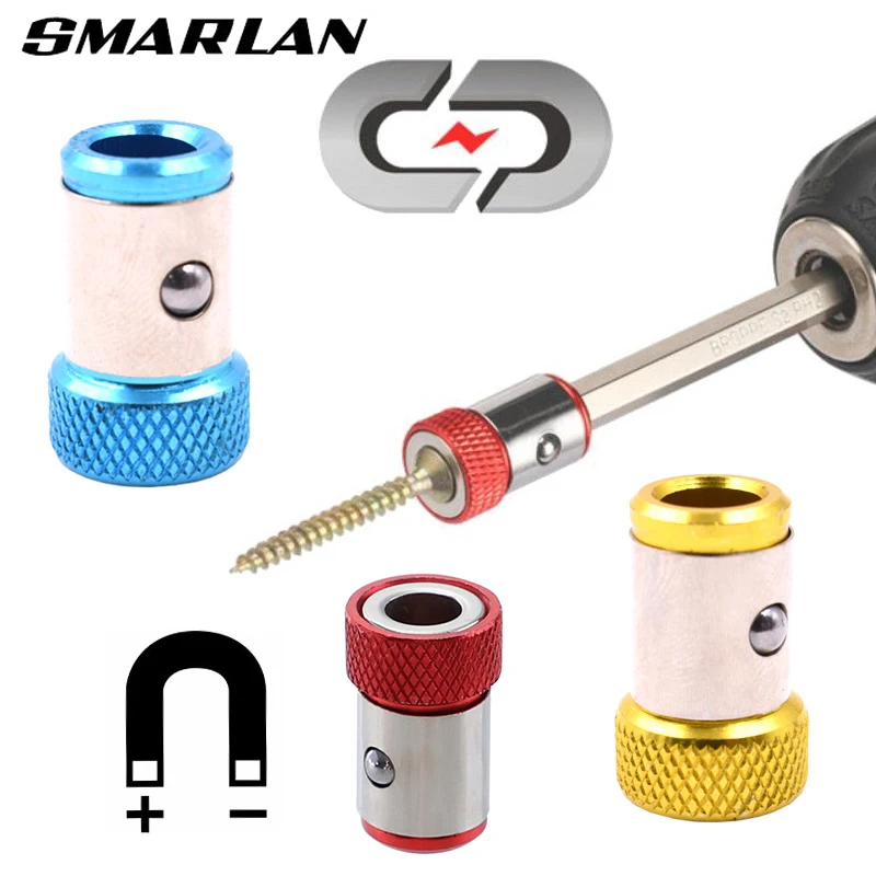 Univerzálny magnetický prsteň 1/4 ”kovový skrutkovač bit Magnetický prsteň pre 6,35 mm stopky proti korózii vŕtačky Bit Magnet Výkonný prsteň