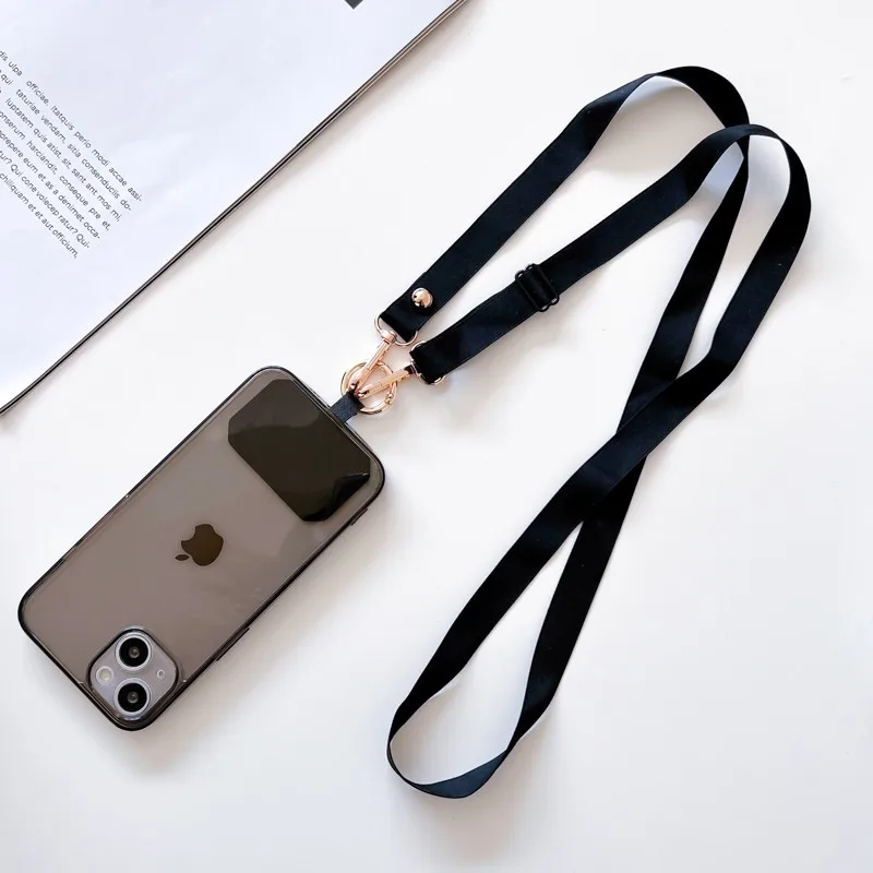 Univerzálny mobilný telefón Lanyard dlhý visiaci krk lano nastaviteľný krížový telesný popruh puzdro pre pevné kusové tesnenie sponky