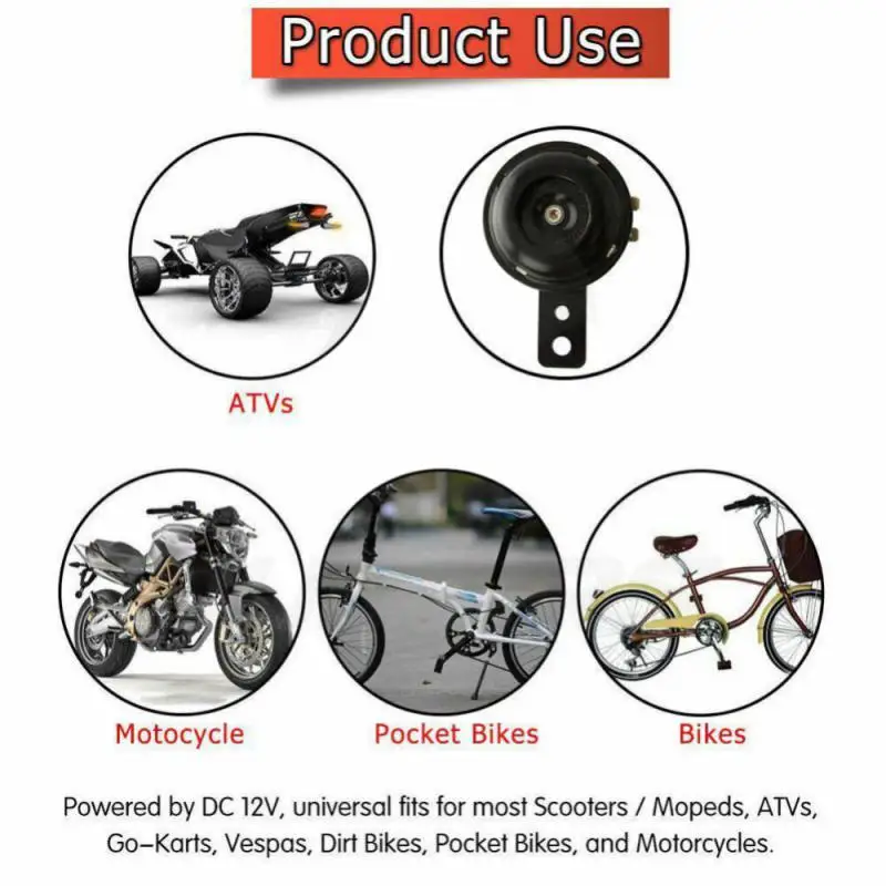 Univerzálny motocyklový elektrický rohový súprava 12V 1,5A 105 dB nepremokavé guľaté hlasné reproduktory rohov pre Scooter Moped Dirt Bike ATV