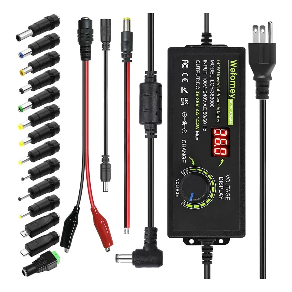 Univerzálny napájací zdroj 3V-36V 4A 144W Nastaviteľná premenná nabíjačka adaptéra AC/DC, 100V-240V AC na DC Converter US Plug
