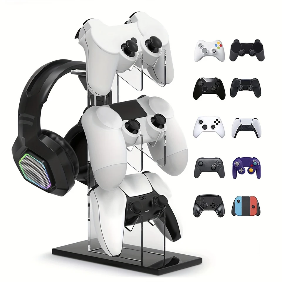 Univerzálny trojvrstvový ovládač držiteľa a držiak na slúchadlá Herné príslušenstvo pre držiak úložného priestoru PS5 PS4 Čierna, biela, priehľadná