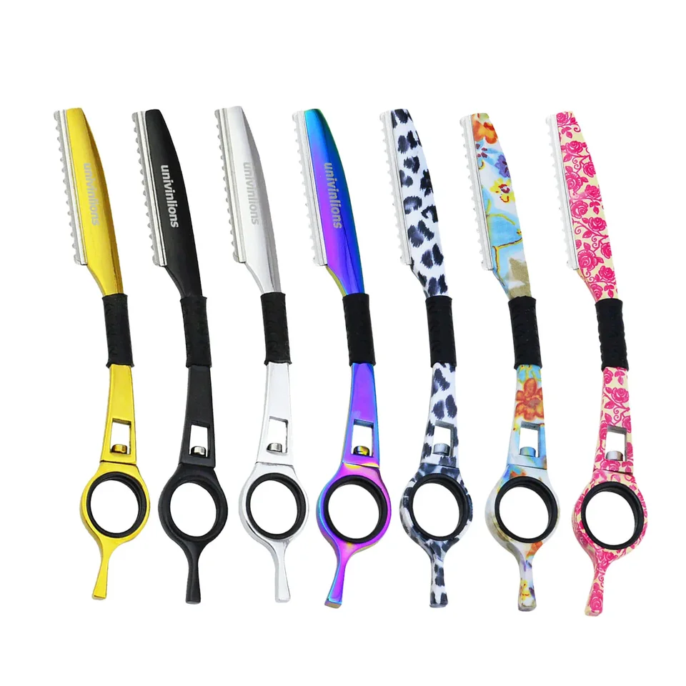 Univinlions Rotary Razor Bezpečnosť holiaceho strojčeka Hrela noža Haircut Rolding Vlasy Cutter Balber kaderníctvo Nožnica Rovný nôž