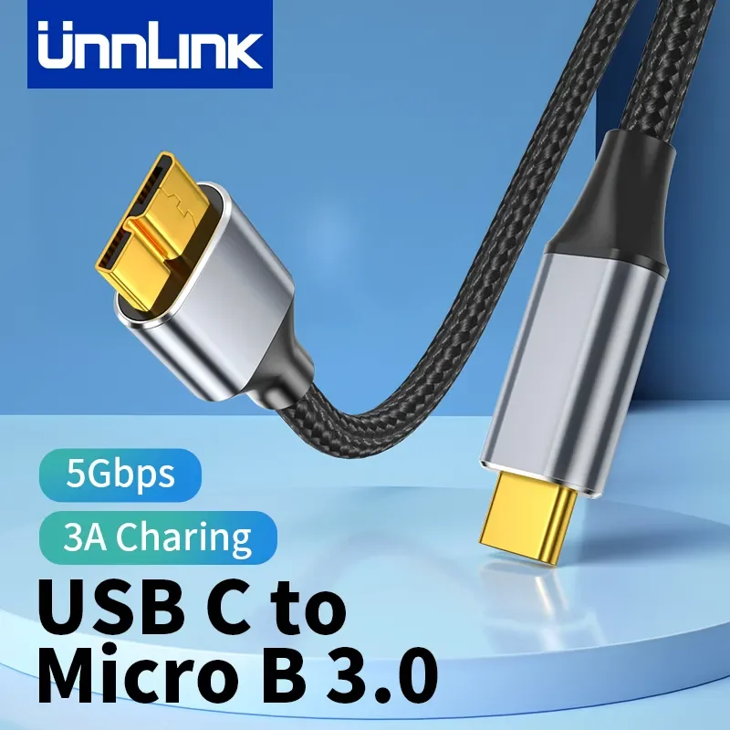 Unlink USB C na Micro B 3.0 Kábel 5 Gbps Type C Dátový kábel pre MacBook Samsung Pevný disk Disk HDD SSD CAMERA CAMER