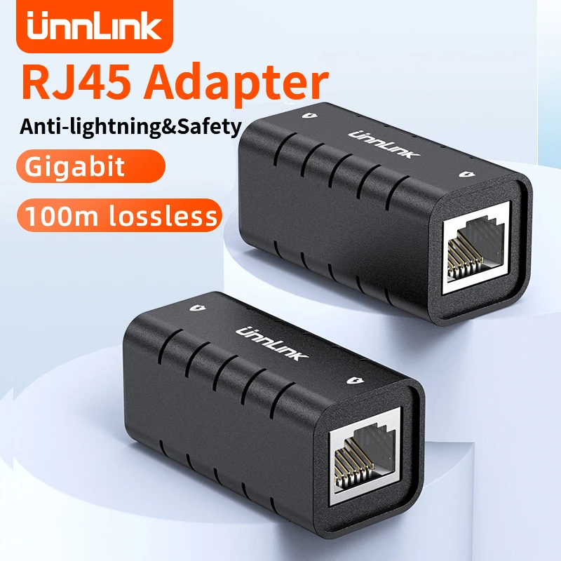 UNNLINK RJ45 Konektor anti-lighning Network káblovej kábla Ethernet Adapter Gigabit 100Meters CAT7/6/5E kábel pre fotoaparát HD IP