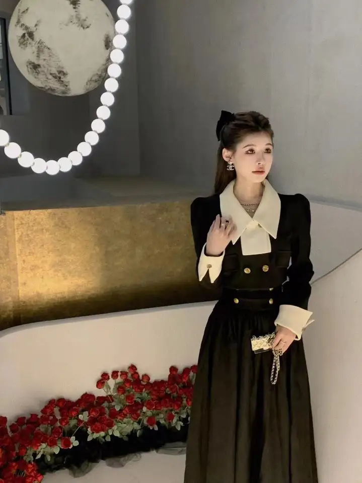 Unxx francúzska elegancia móda High-end farebný blok Patchwork sako bunda vysoký pás midi dlhá sukňa 2-kusová sada dámy dievčenský oblek