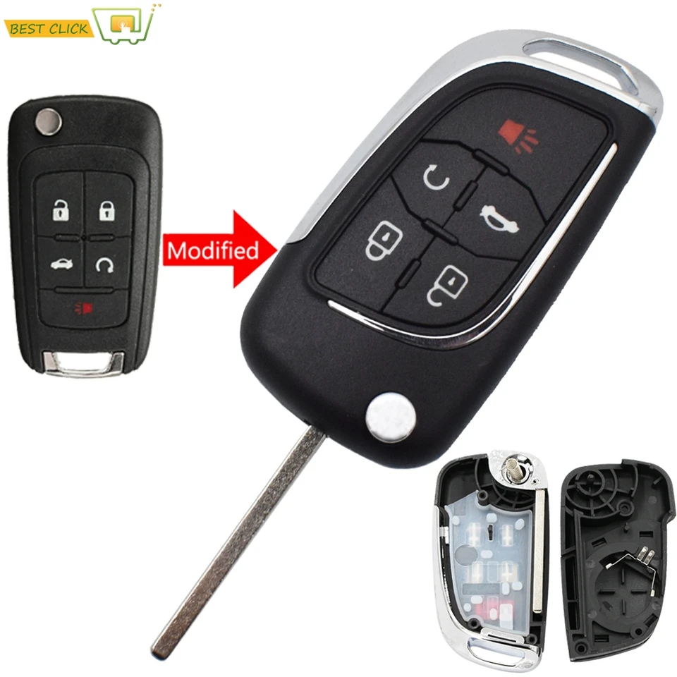 Upravené skladacie skloňové vozidlo diaľkové ovládacie puzdro pre kľúče pre chevrolet Equinox Malibu Cruze Impala Sonic Camaro Caprice 5 Button