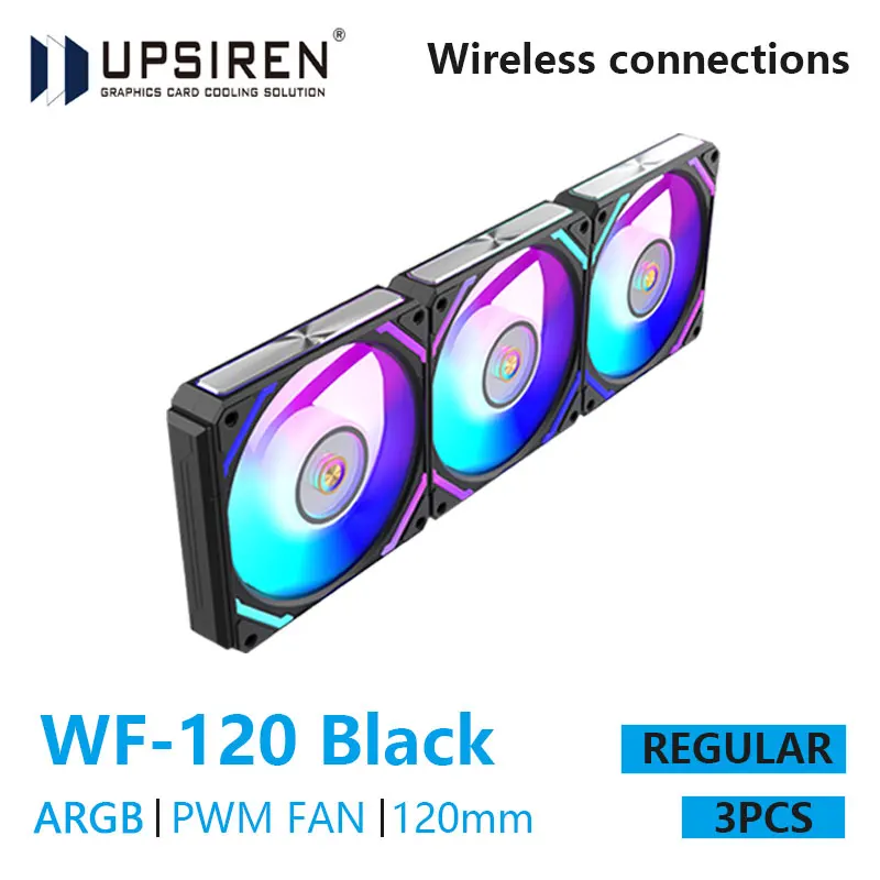 UPSIren WF-120 ARGB PWM 3PCS Chassis FanargB120mm/ 4pin PWM/ Magic Color Wireless Stitching Počítačový rozptyl Teplo