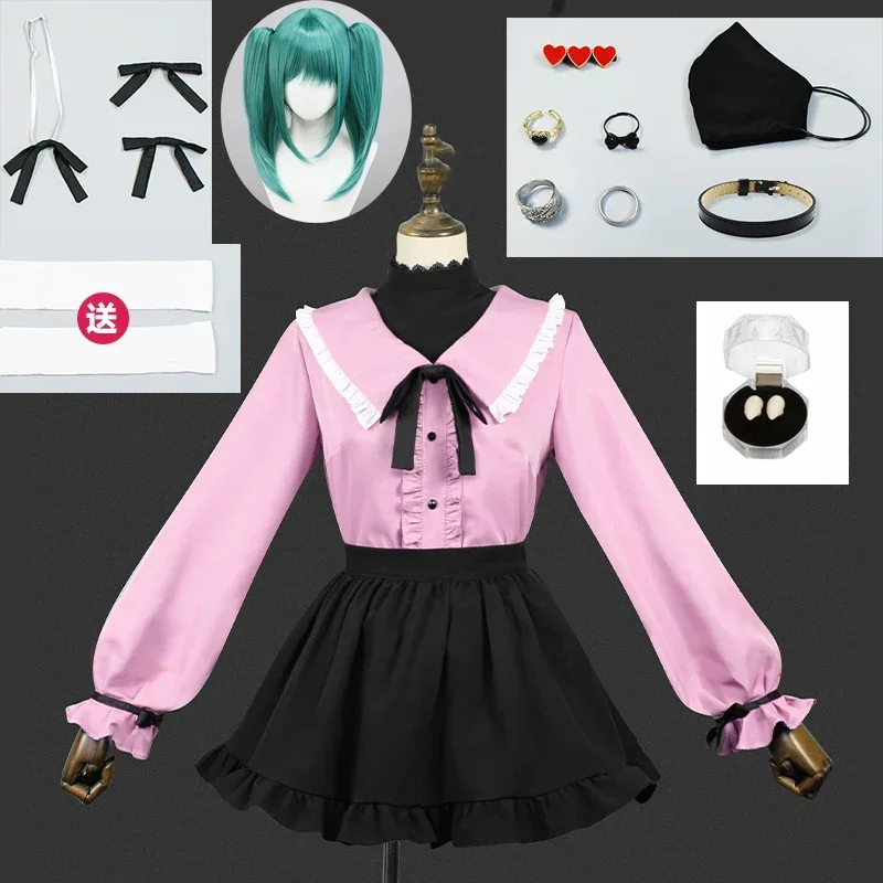 Upír Miku cosplay kostým parochňou parochňou anime oblek Pink kawaii košeľa uniforma žien Halloween kostýmové doplnky