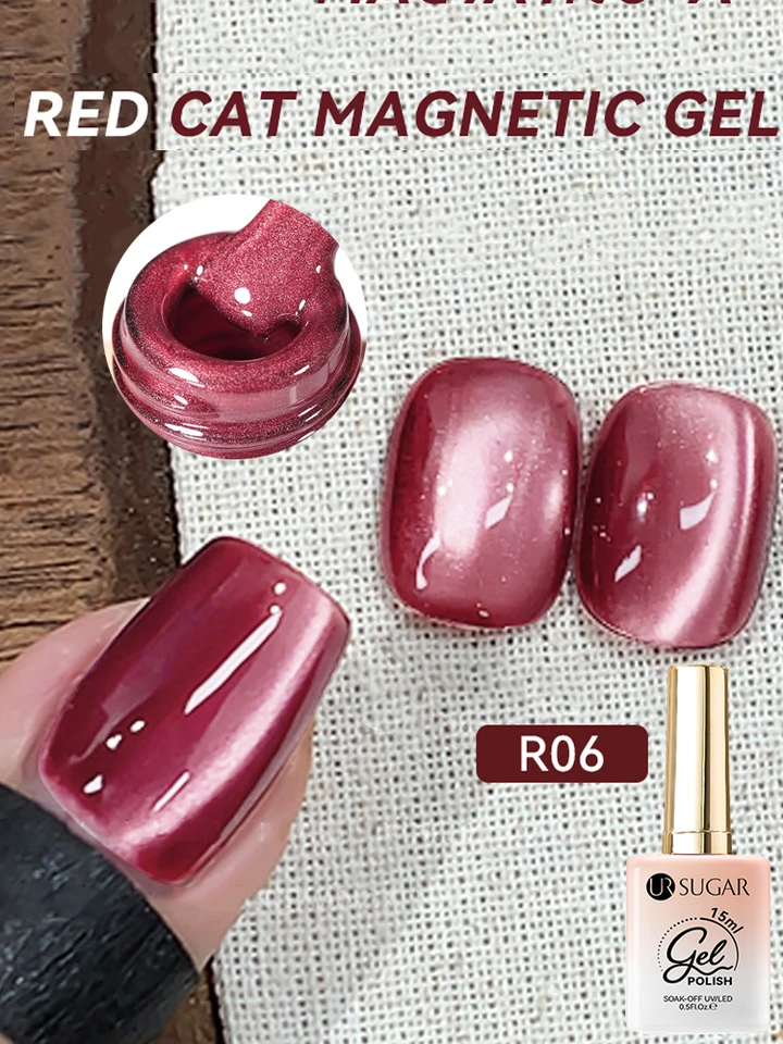 Ur cukor 15 ml červená hnedá voda Light Cat Magnetický gél lak na nechty pre zimné nechty Jelly sklo Namočte polotrvánne
