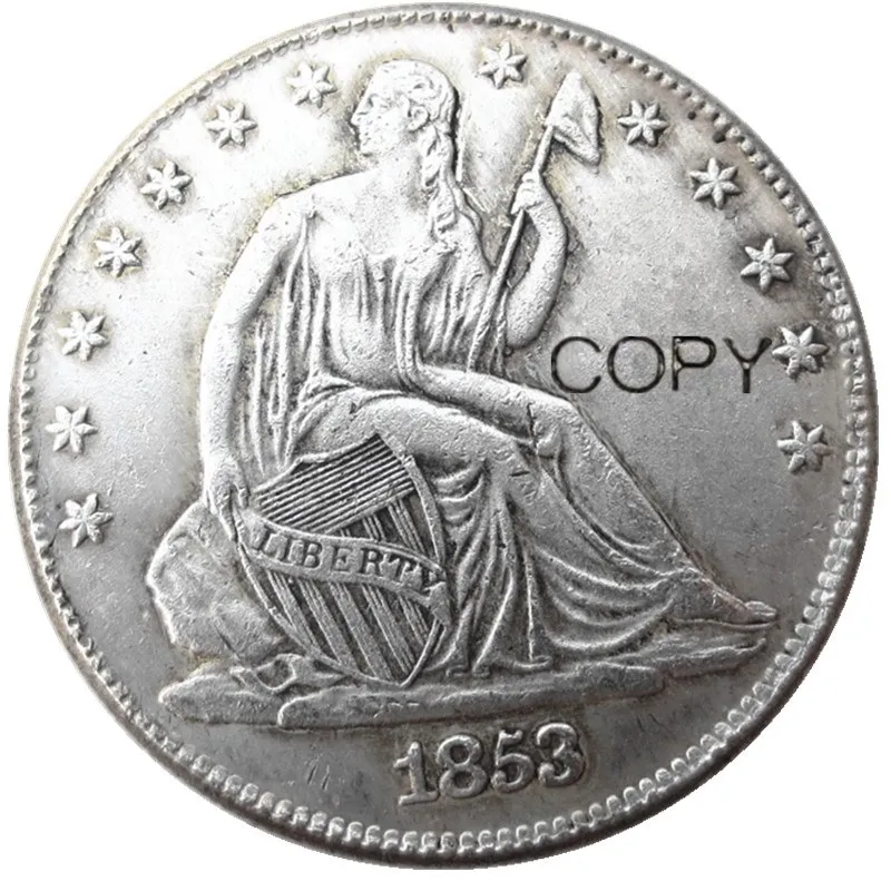 US 1853-po Liberty sedieť polovičné doláre strieborné kopírovacie mince
