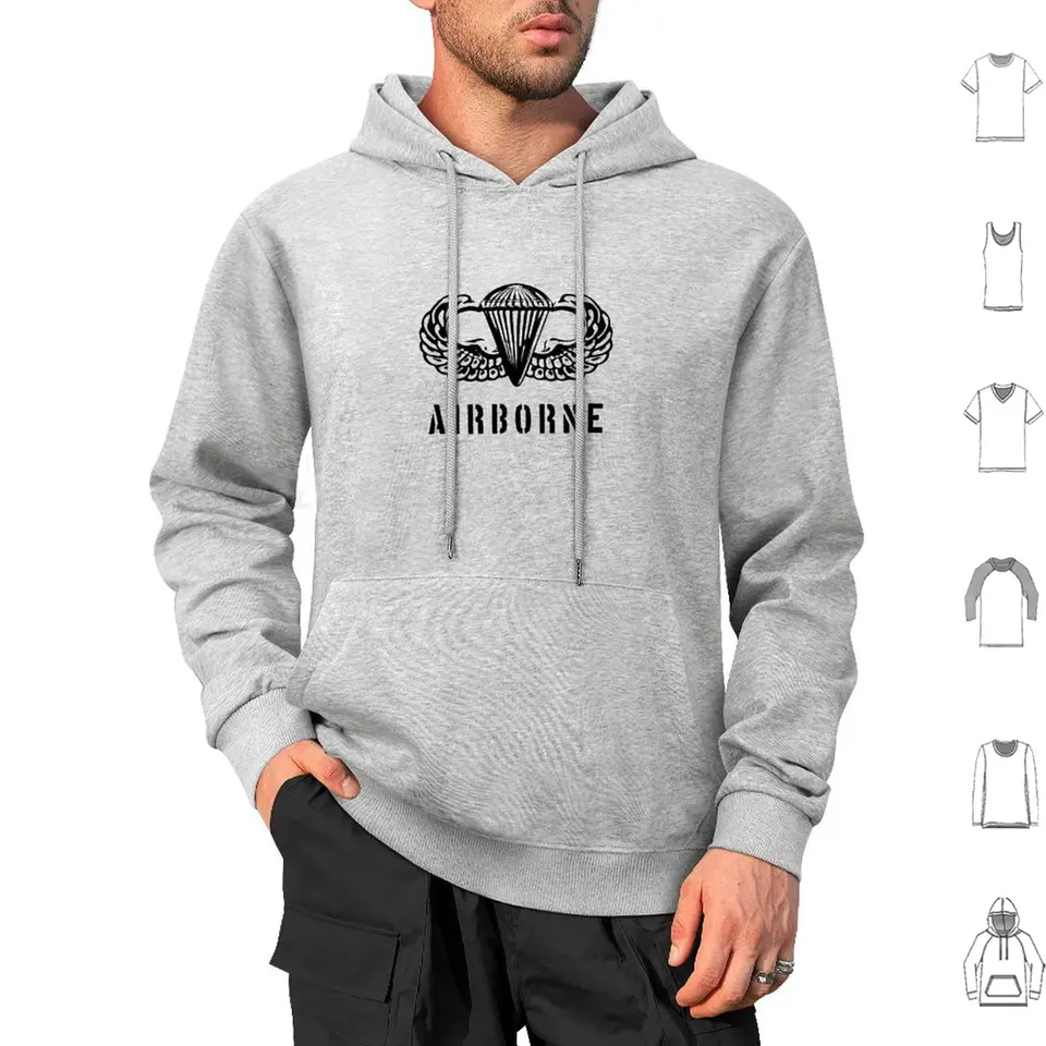 US Airborne-Black Hoodies s dlhým rukávom americké paratroopers para letecká vojenská armáda skok na padák logo logo logo insígnie