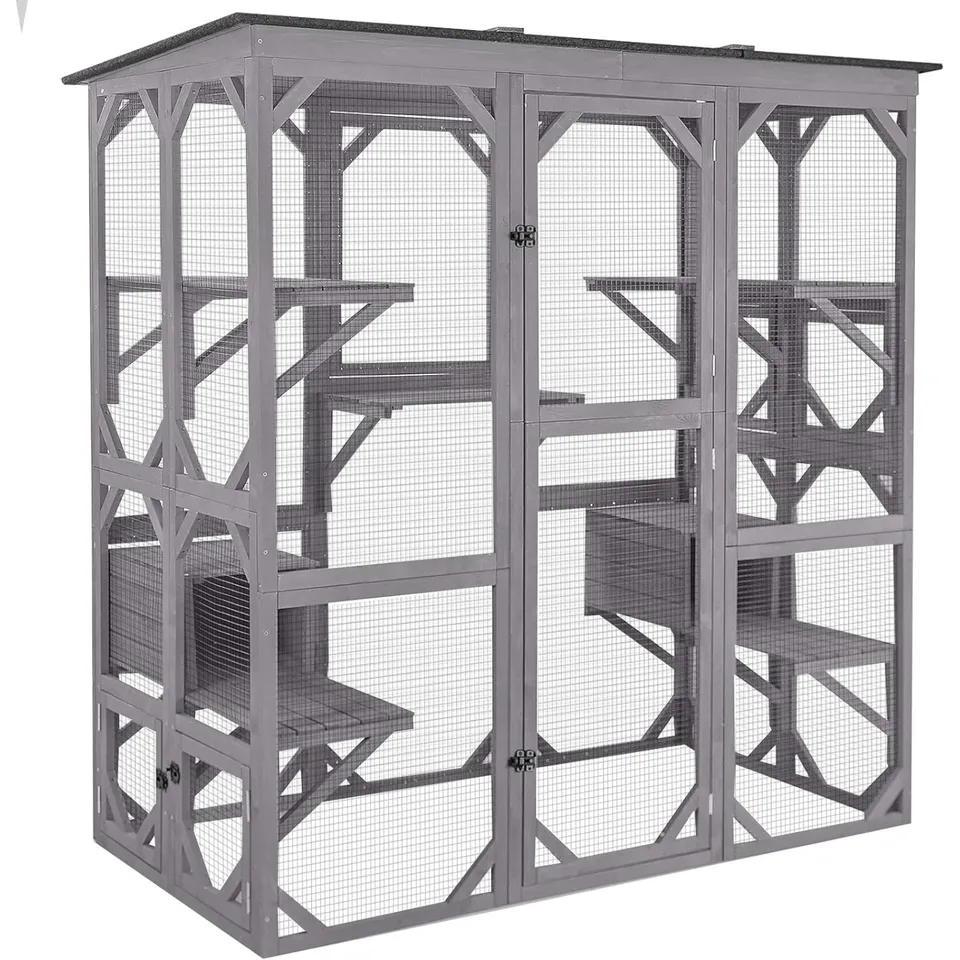 US Cat House Outdoor Catio Kitty Krys s super veľkými vstupnými dverami, drevená mačka klietka byt v interiéri