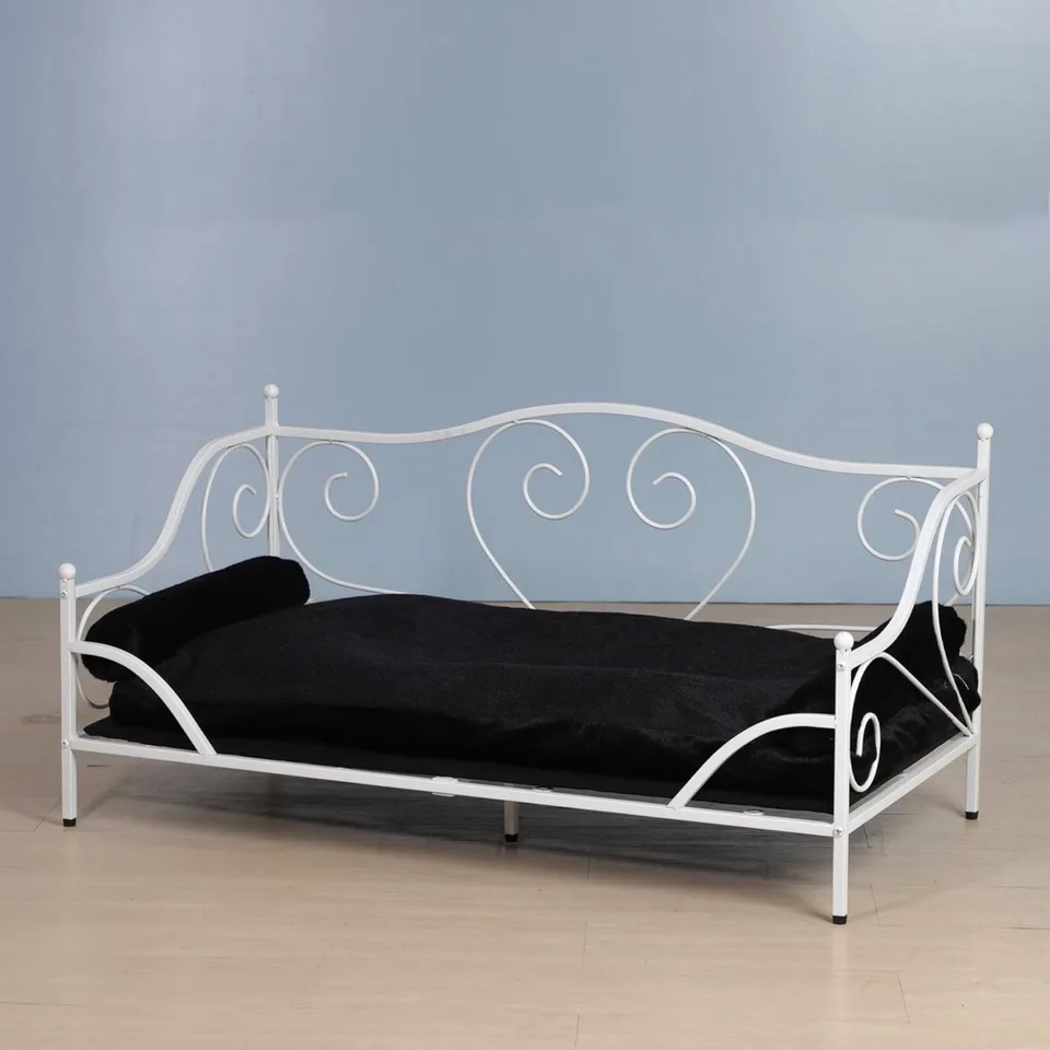 US Pet Sofa Bed, kovový rám pre psie gauč s umývateľným plyšovým vankúšom pre stredné sedenie pre domáce zvieratá (biela)