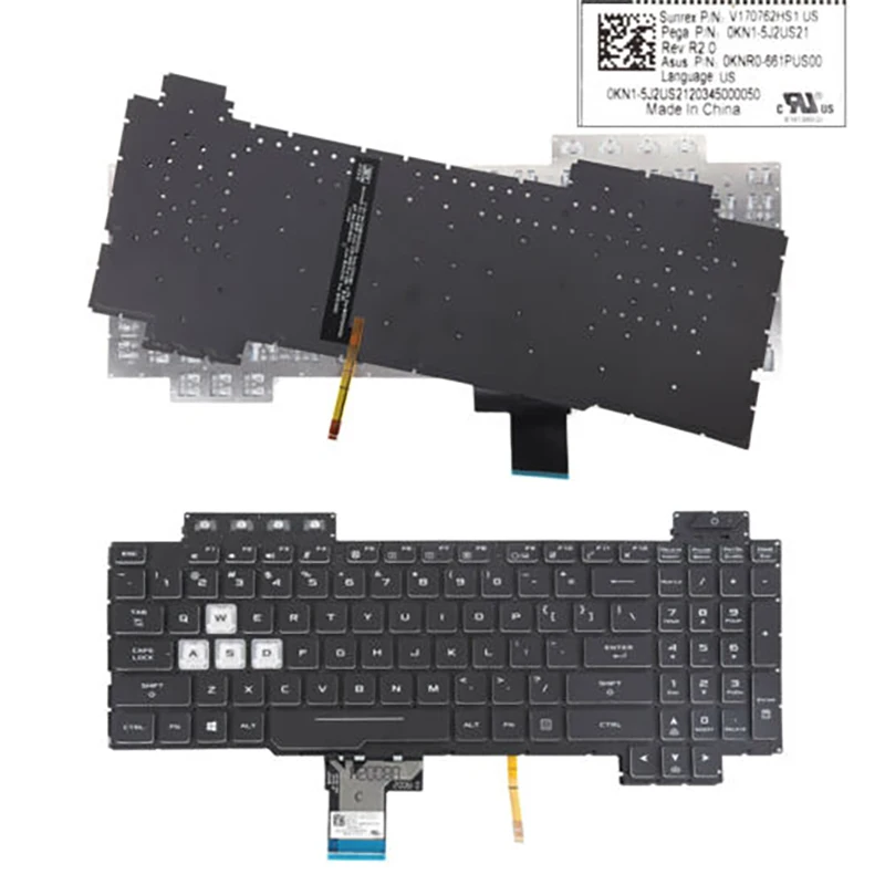 US RGB Backlit Keyboard pre ASUS TUF Gaming FX505 FX505G FX505D FX505GD FX505GE FX505GM FX505DY FX505DV FX505DT US NAPLATÍ