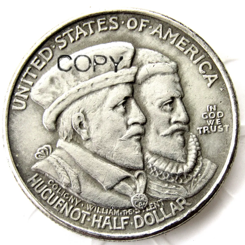 USA 1924-Huguenot-Walloon TerCentenary Half Dollar Copy Coins Silver Tastded