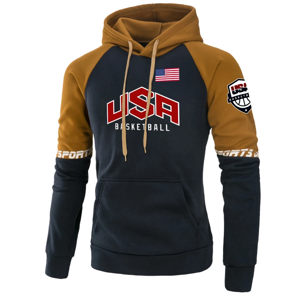 USA basketbal tlačené pánske mikiny jesenné fleece voľné oblečenie Crewneck Casy Hoody Fashion Raglan Swetshirt Pullover Tracksuit