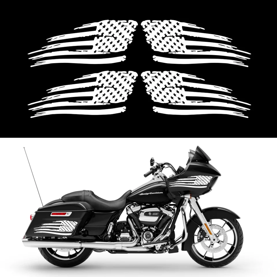 USA Flag Faquing Decal Saddlebage Vinyl Stutrep pre Harley Touring Road Glide 2015 - 2023