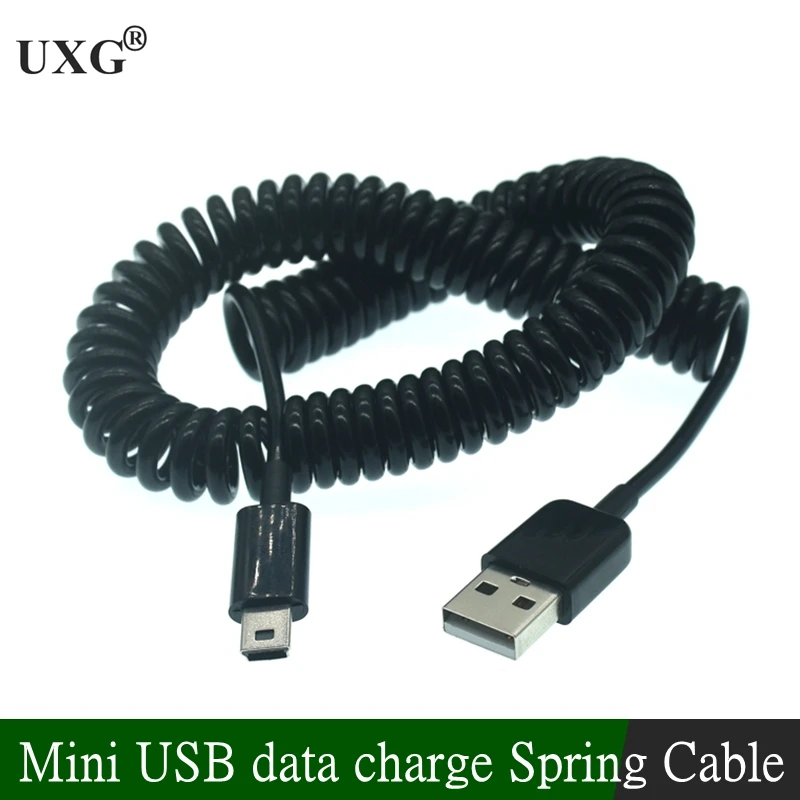 USB 2.0 až Mini USB 5PIN T CABLES KABLES Mini USB stočené špirálové pružinové nabíjanie adaptéra Adaptér 50 cm/0,5 m 200 cm/2m