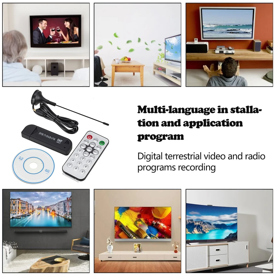 USB 2.0 Digital TV Stick DVB-T DAB FM Anténny prijímač Mini SDR Video Dongle pre domácnosť Hra