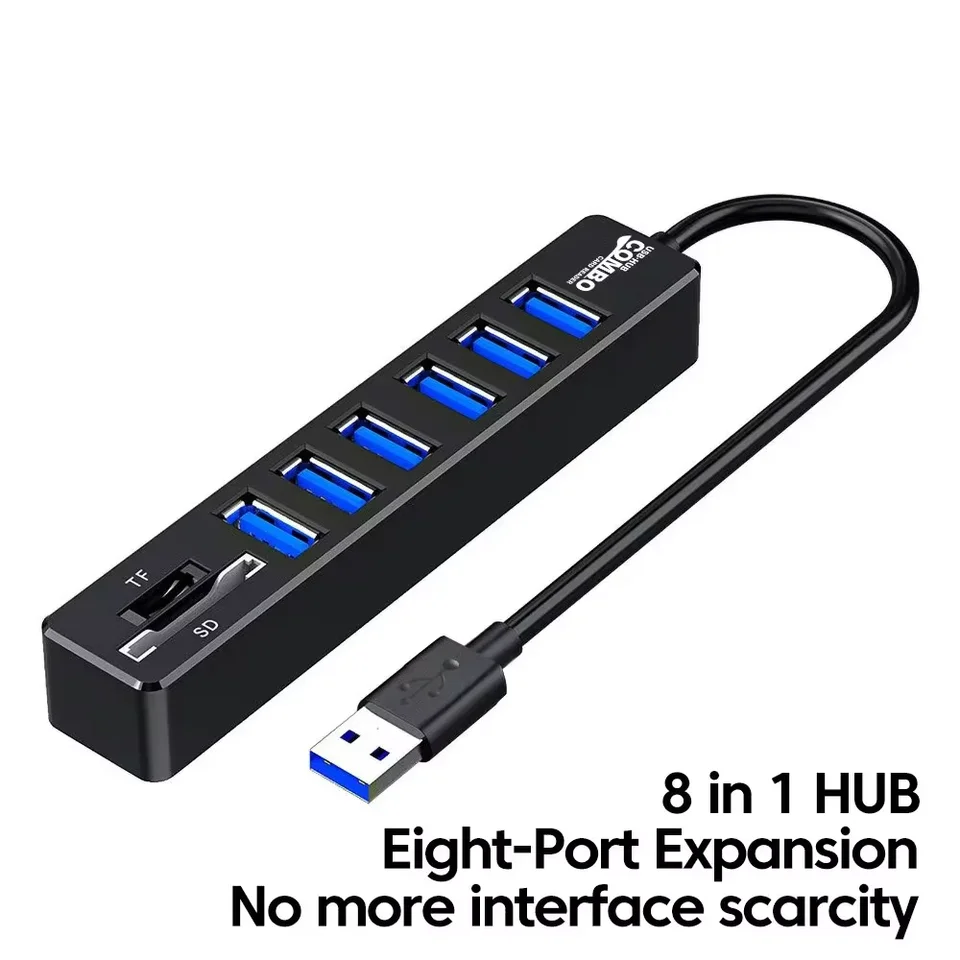USB 2.0 MULZORT vysokej rýchlosti 3 6 Port HUB USB Splitter Multi Extender TF SD Card Reader Adapter Extender pre notebooky