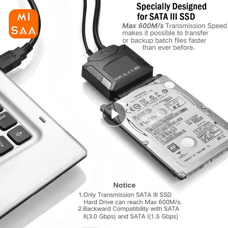 USB 3.0 až SATA 3.5 2,5 Plug and Hrajte ľahkú čiernu farbu pre Seagate WD HDD SSD Adaptérový kábel Vysoký výkon