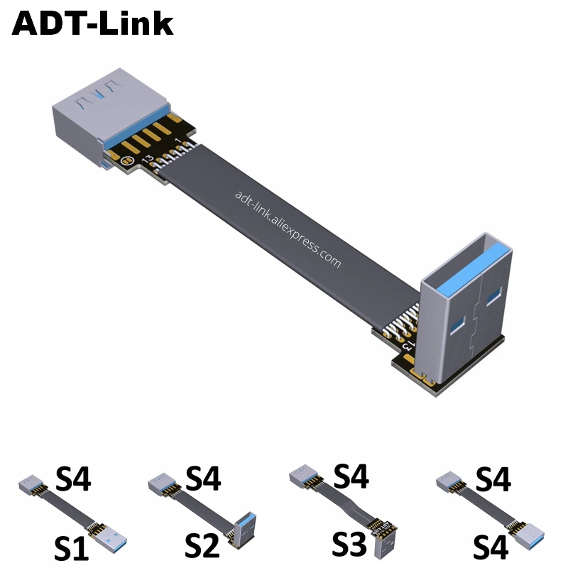 USB 3.0 kábel plochý USB predlžovací kábel muž na ženský dátový kábel pravý uhol USB3.0 Predlžovací kábel pre PC TV USB
