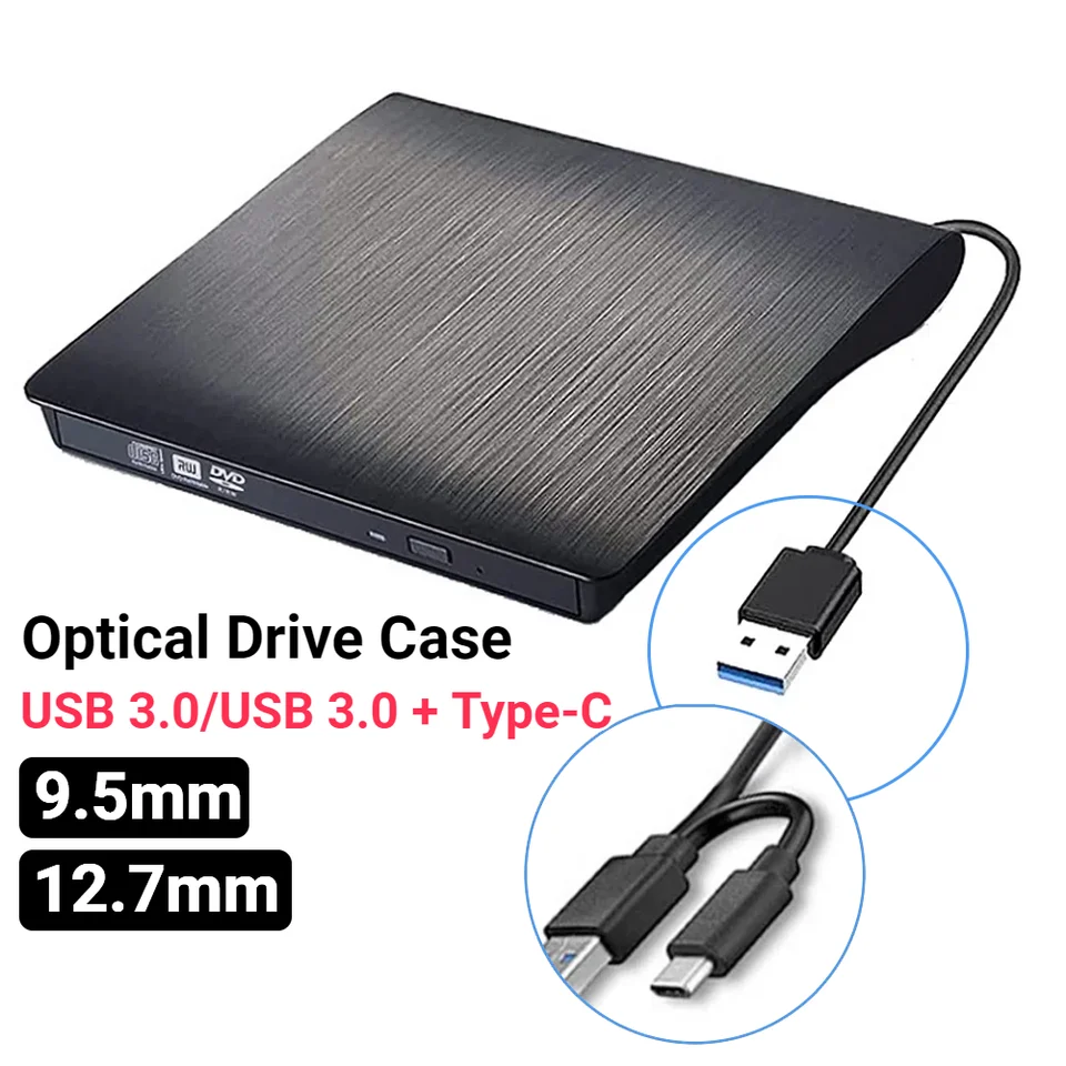 USB 3.0/USB 3.0 + puzdro typu C Optical Drive Slim DVD Externá krytina SATA na USB CD ROM Odd Box USB to SSD Caddy 9,5 mm/12,7 mm