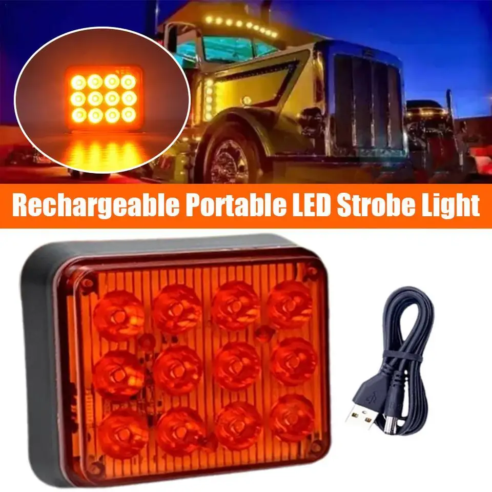 USB 5V batéria LED nabíjanie Výstražné núdzové svetlá vozidla bezpečnosť vozidla Strobe Taillight Magnetic 12leds Flash Light