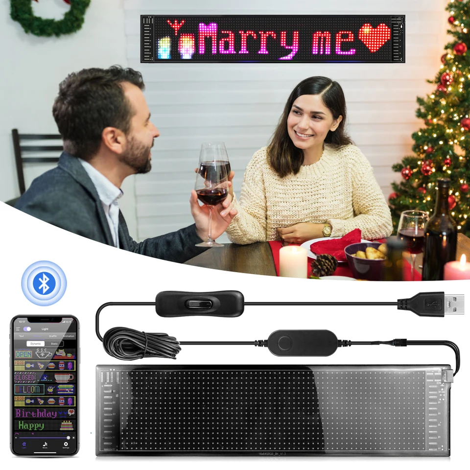 USB 5V Bluetooth ovládací panel LED panela posúvanie reklamného značky Logo LOGO SILLOBNÉ ZAMESTNANIE ANIMATION ANIMATION ANIMATIBLA Zobraziteľné zobrazenie vozidla