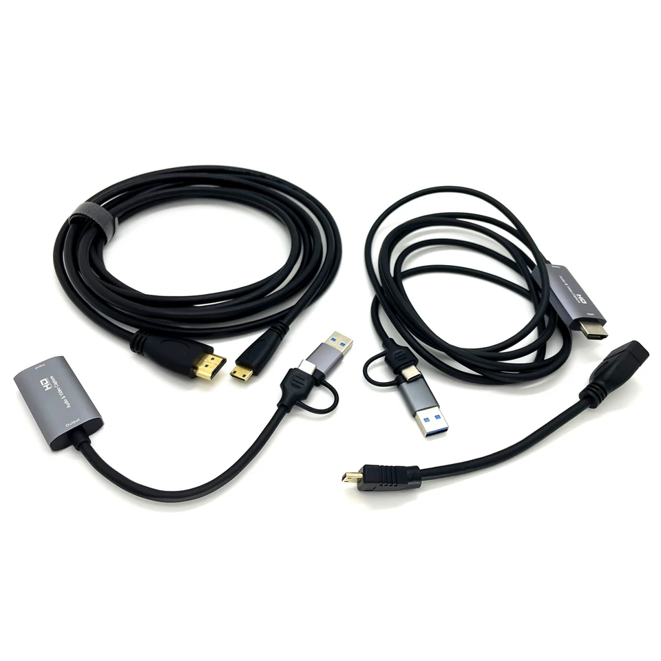 USB a USB-C až Mini HDMI kompatibilný C Type Catter Card Card Live Stream Kábel pre NKon Z7 Z6 II Z5 Z9 Canon EOS R RP Camera PC