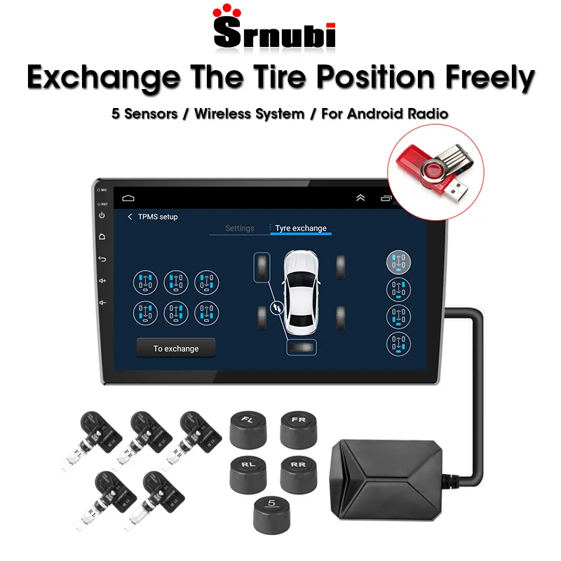 USB Android TPMS Monitorovanie tlaku Alarmový systém výmeny pneumatí