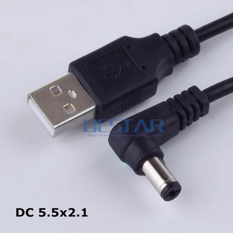 USB až 5,5 mm/2,1 mm 5 volt dc valcový zdvihák napájací kábel typu m 5,5 mm 1m 3 stopy