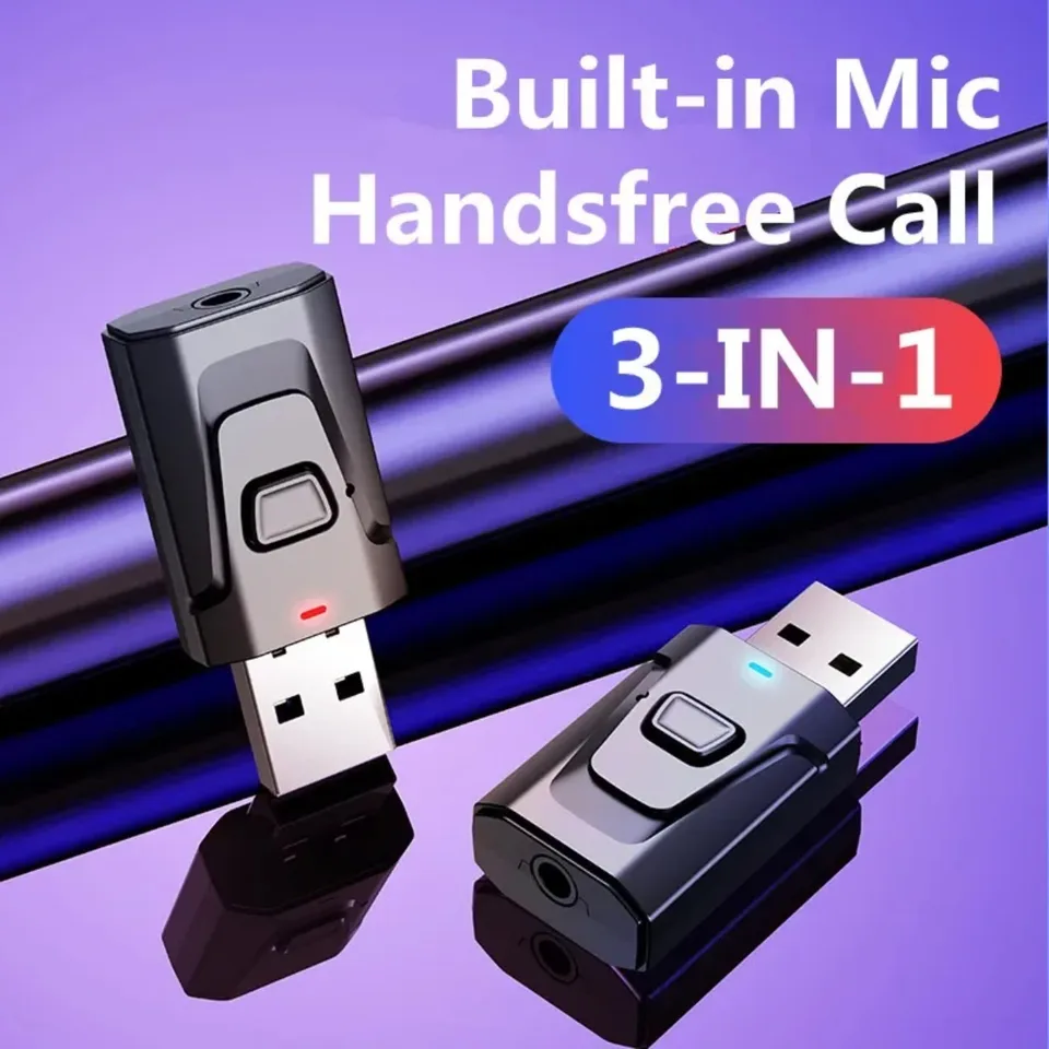 USB Bluetooth 5.0 Perieter prijímač Mic 3 v 1 EDR Adapter Dongle 3,5 mm AUX pre televízne slúchadlá PC Home Stereo Car Hifi Audio Audio