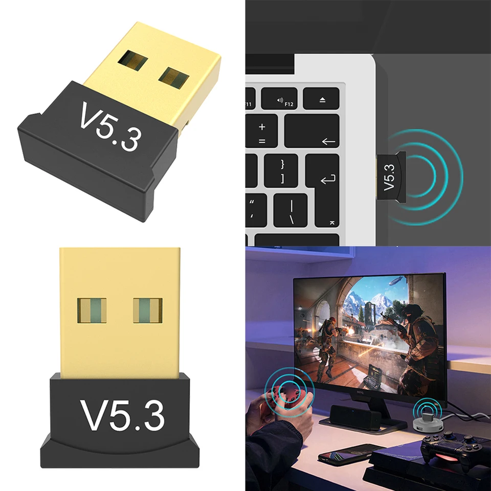 USB Bluetooth kompatibilný 5.3 Adaptér BT Audio Plug & Play Support Windows 11/10/8.1 USB Dongle for Desktop PC notebook