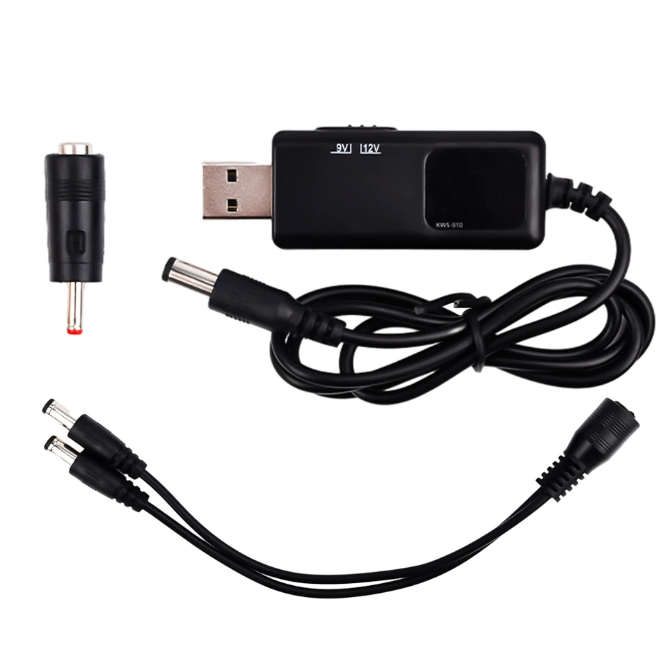 USB Boost Converter DC 5V až 9V 12V USB Kábel prevodníka + 3,5 x 1,35 mm Konzúpra