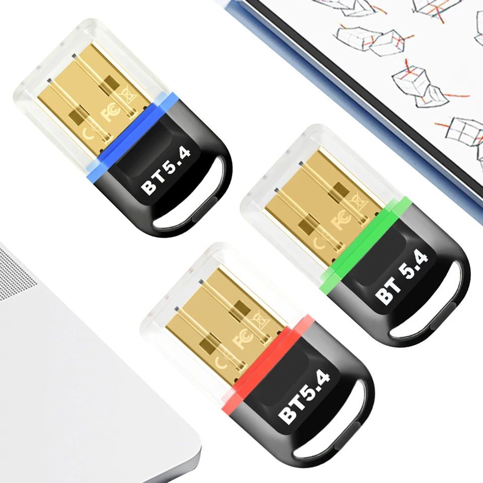 USB BT 5.4 Dongle Adapter BT Dongle podporuje Windows 11/10/8.1 USB vysielač pre bezdrôtový klávesnicu slúchadla myši pre počítače počítača s reproduktorom