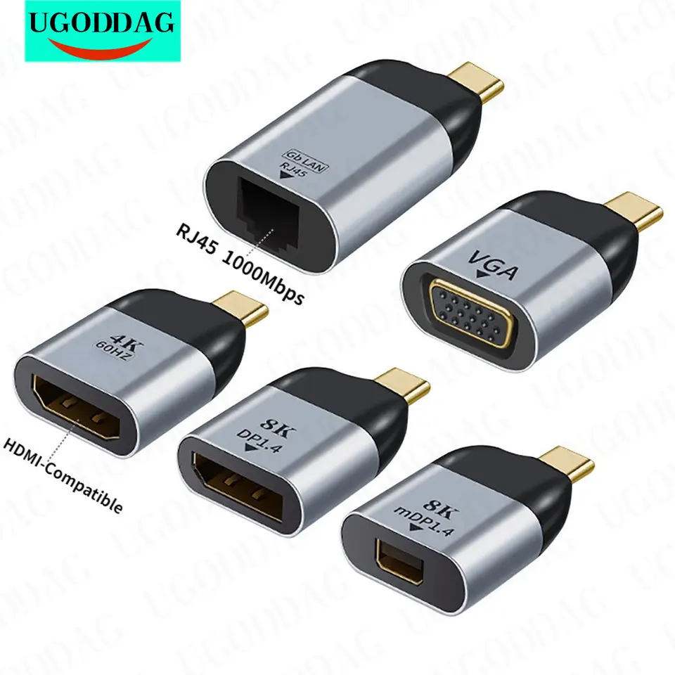 USB C až HDMI kompatibilný DP Mini DP VGA Adapter USB Typ C HDMI kompatibilný kábel 4Kconverter pre Samsung Huawei P30