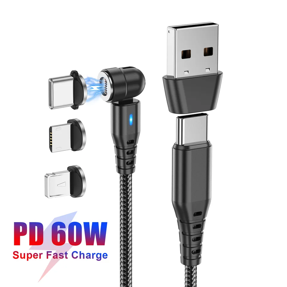 USB C až USB C Magnetický nabíjací kábel 540 ° Rotačný kábel nabíjačky magnetické