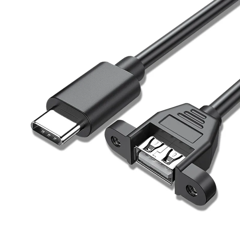 USB-C USB 3.1 Typ C Muž do USB 2.0 B typ ženského dátového kábla s držiakom panela skrutiek pre tablet a mobilný telefón 25 cm 0,25 m