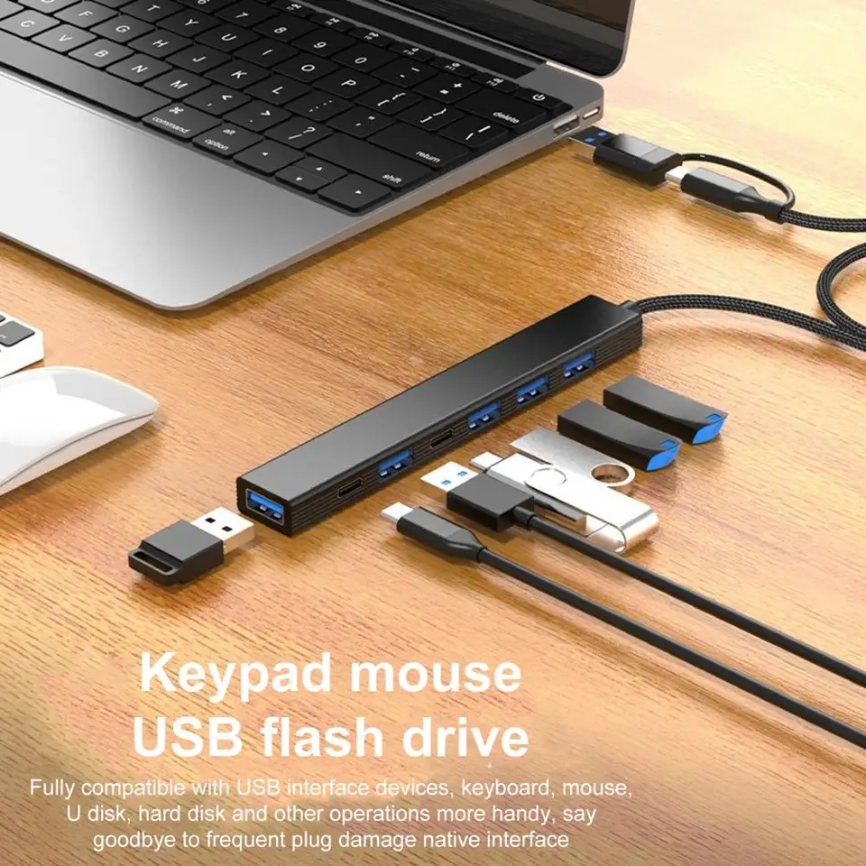 USB-C USB-A HUB vysokorýchlostná vysokorýchlostná dokovacia stanica USB 3.0 s 5 Gbps prenosom 2TB kapacity SD/TF pre efektívne pre fotografiu
