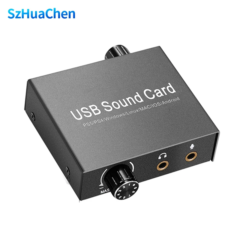 USB-C Zvuková karta zvuku externá 3,5 mm zvukovú kartu zvukovej karty pre makrofón pre počítač PS