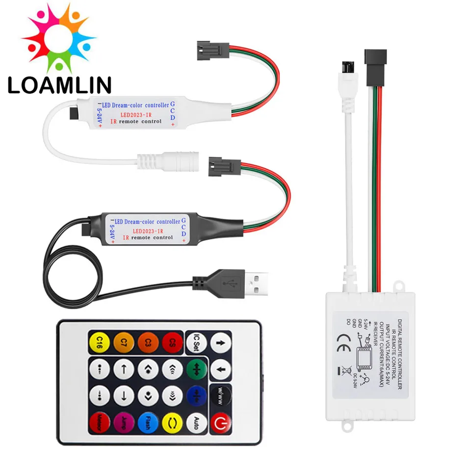 USB/DC MINI WS2812B WS2811 RGBIC SMART LED radič LED.