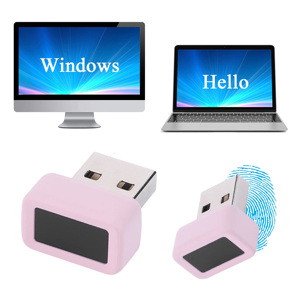 USB Fingerprint Key Reader Biometrický skener odtlačkov prstov 360 ° dotyk Windows Hello Fido U2F Mini Fingerprint Reader pre notebook
