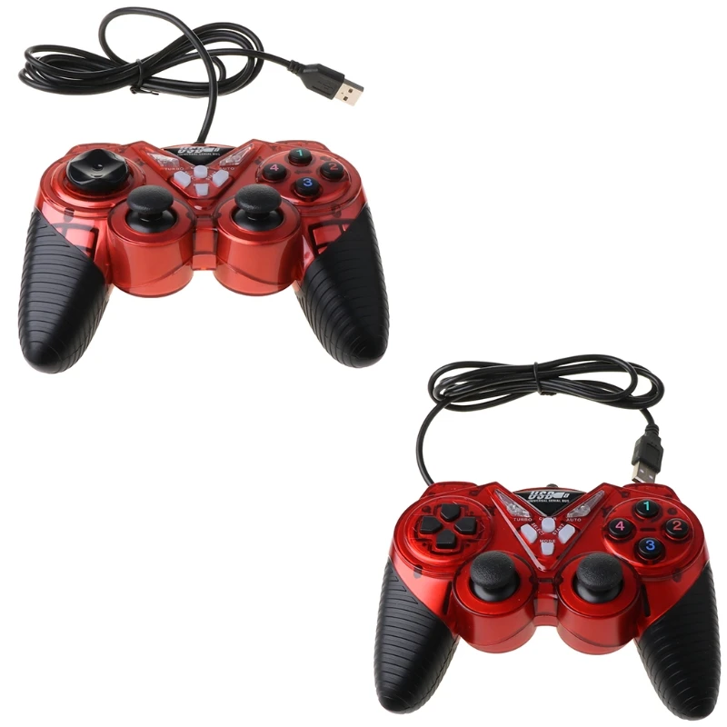 USB Game Controller pre PC počítačový notebook Vibrácia Joystick 3D Gamepads pre WinXP/Win7/Win8/Win10 Transparent