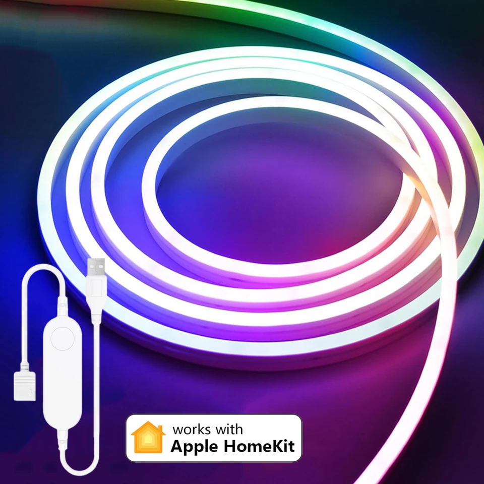 USB HOMEKIT WIFI RGB Neon LED pásmo vodotesný 5V 1M 2M 3M Flexibilná páska Ribbon Tape Lighting Room Decorácie siri hlasové ovládanie