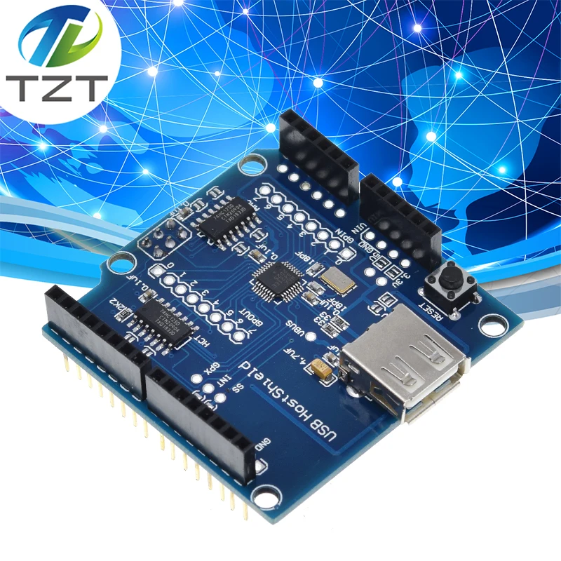 USB Hostiteľ Shield 2.0 pre Arduino Uno Mega ADK kompatibilný pre dosku elektronického modulu Android ADK DIY
