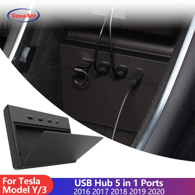 USB Hub 5 z 1 portov pre Tesla Model Y 3 2016 2017 2018 2019 2019 2020 Dashcam Sentry Režim USB Hub Dongle USB USB