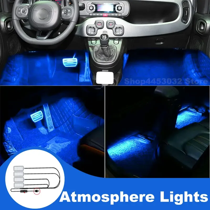 USB interiérové ​​svetlá pre Fiat 500 500L 500x 500E 500C Bravo 1 2 Panda 2 3 LED LED NOSKÉ LIGHTGLE LIGHT SLETIEURS VOUTION Blue